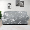 Silver And White Snowflake Pattern Print Sofa Cover