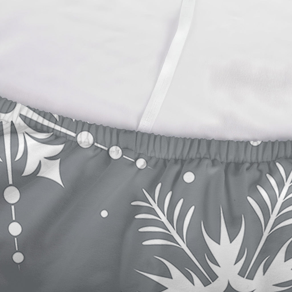 Silver And White Snowflake Pattern Print Sofa Cover
