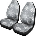 Silver And White Snowflake Pattern Print Universal Fit Car Seat Covers