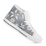 Silver And White Snowflake Pattern Print White High Top Shoes