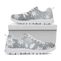 Silver And White Snowflake Pattern Print White Running Shoes