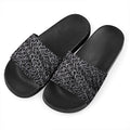 Silver Chainmail Print Black Slide Sandals