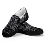 Silver Chainmail Print Black Slip On Shoes