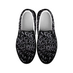 Silver Chainmail Print Black Slip On Shoes