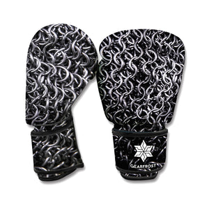Silver Chainmail Print Boxing Gloves