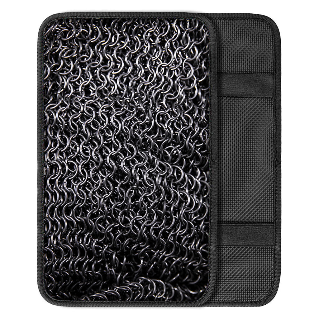 Silver Chainmail Print Car Center Console Cover