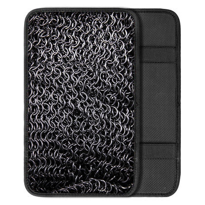 Silver Chainmail Print Car Center Console Cover