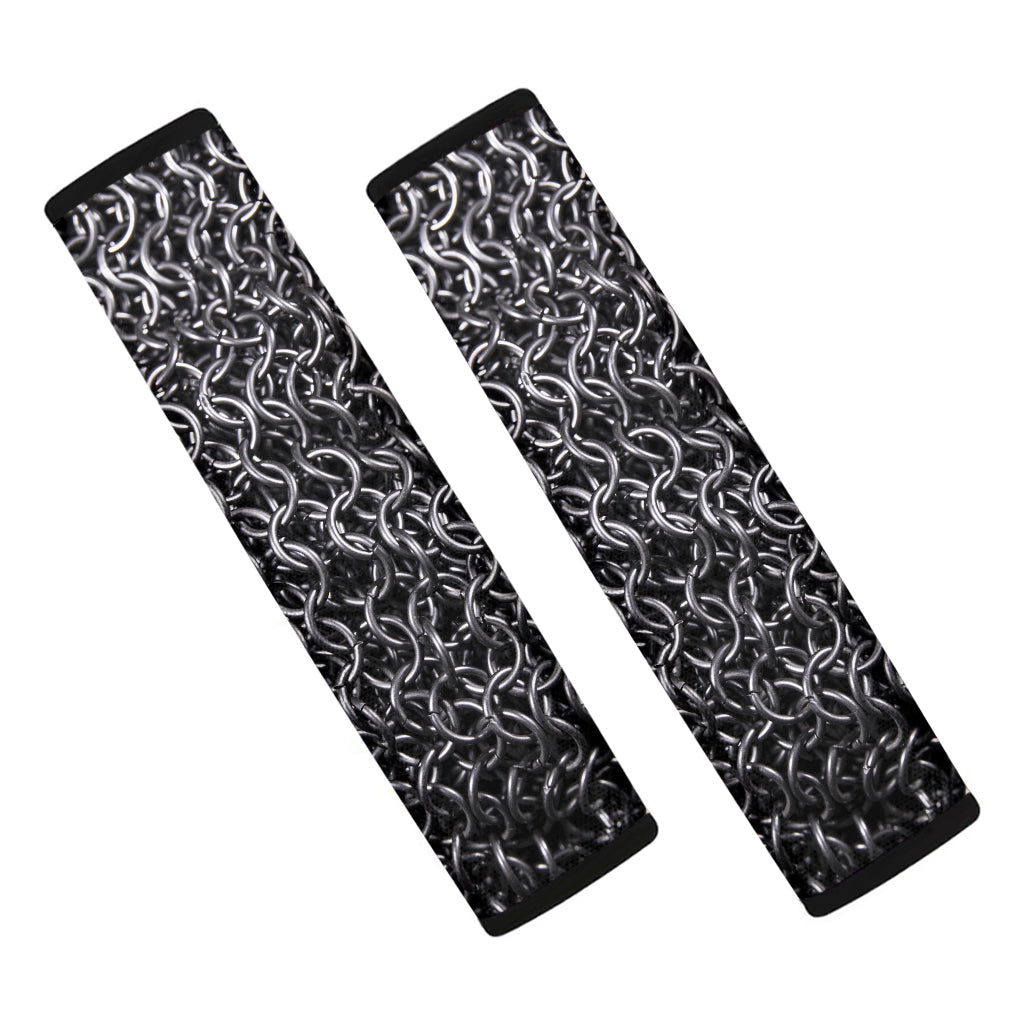 Silver Chainmail Print Car Seat Belt Covers