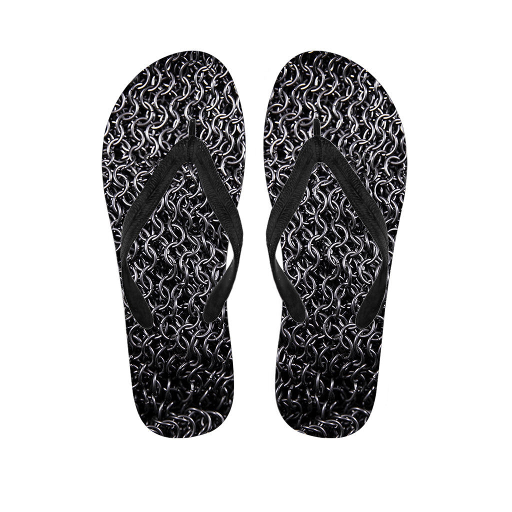 Silver Chainmail Print Flip Flops