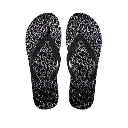 Silver Chainmail Print Flip Flops