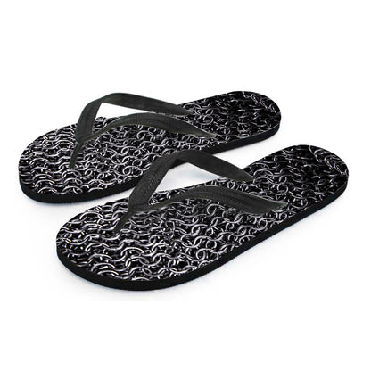 Silver Chainmail Print Flip Flops