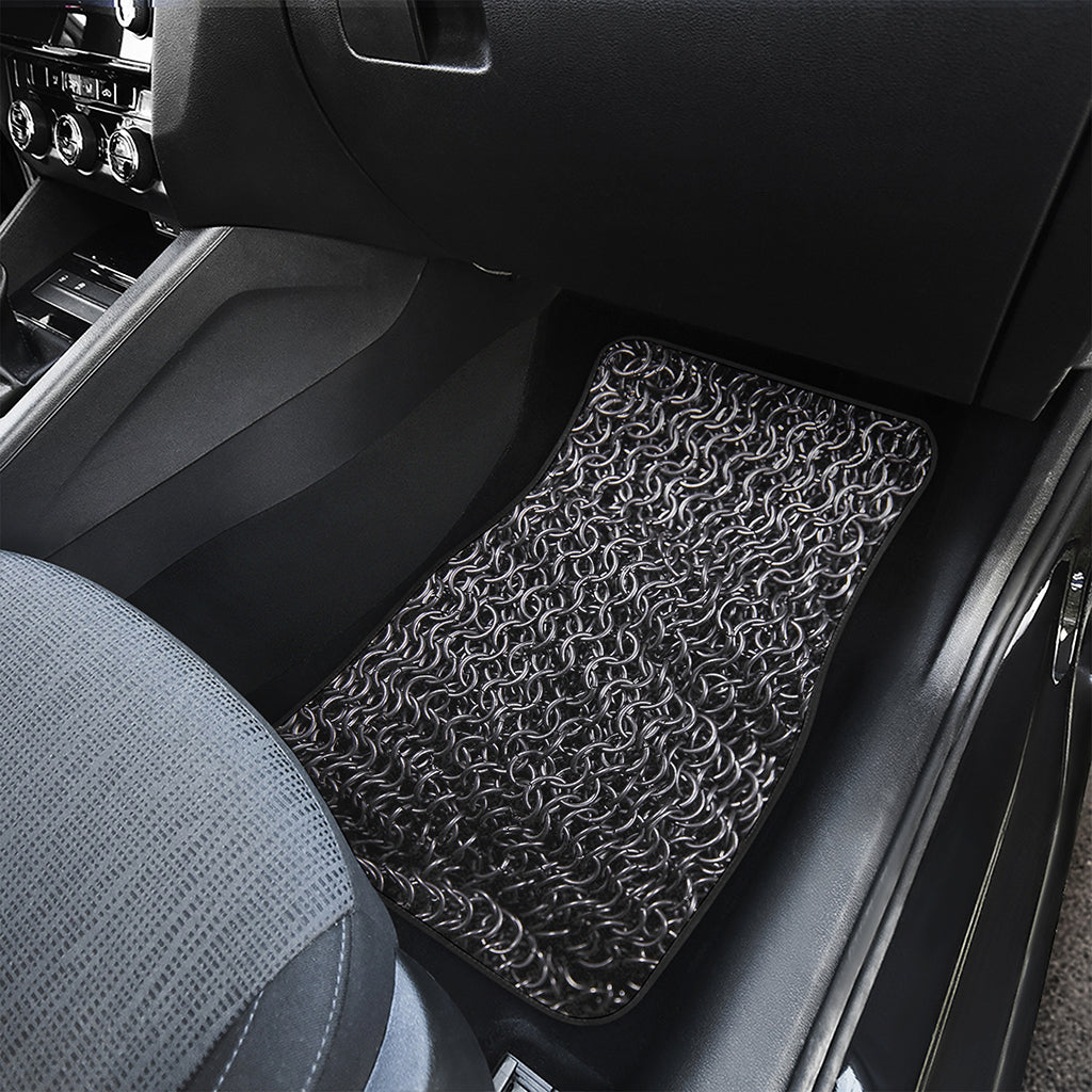 Silver Chainmail Print Front and Back Car Floor Mats