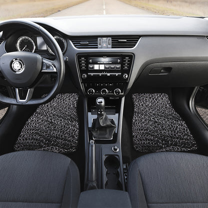 Silver Chainmail Print Front Car Floor Mats