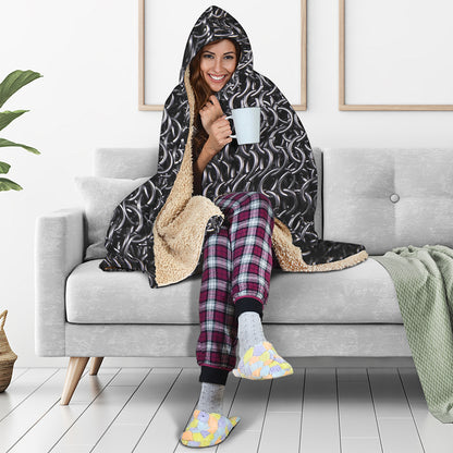 Silver Chainmail Print Hooded Blanket