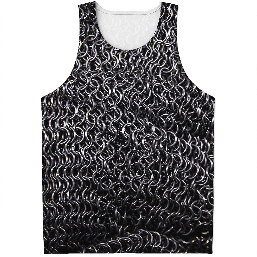 Silver Chainmail Print Men's Tank Top