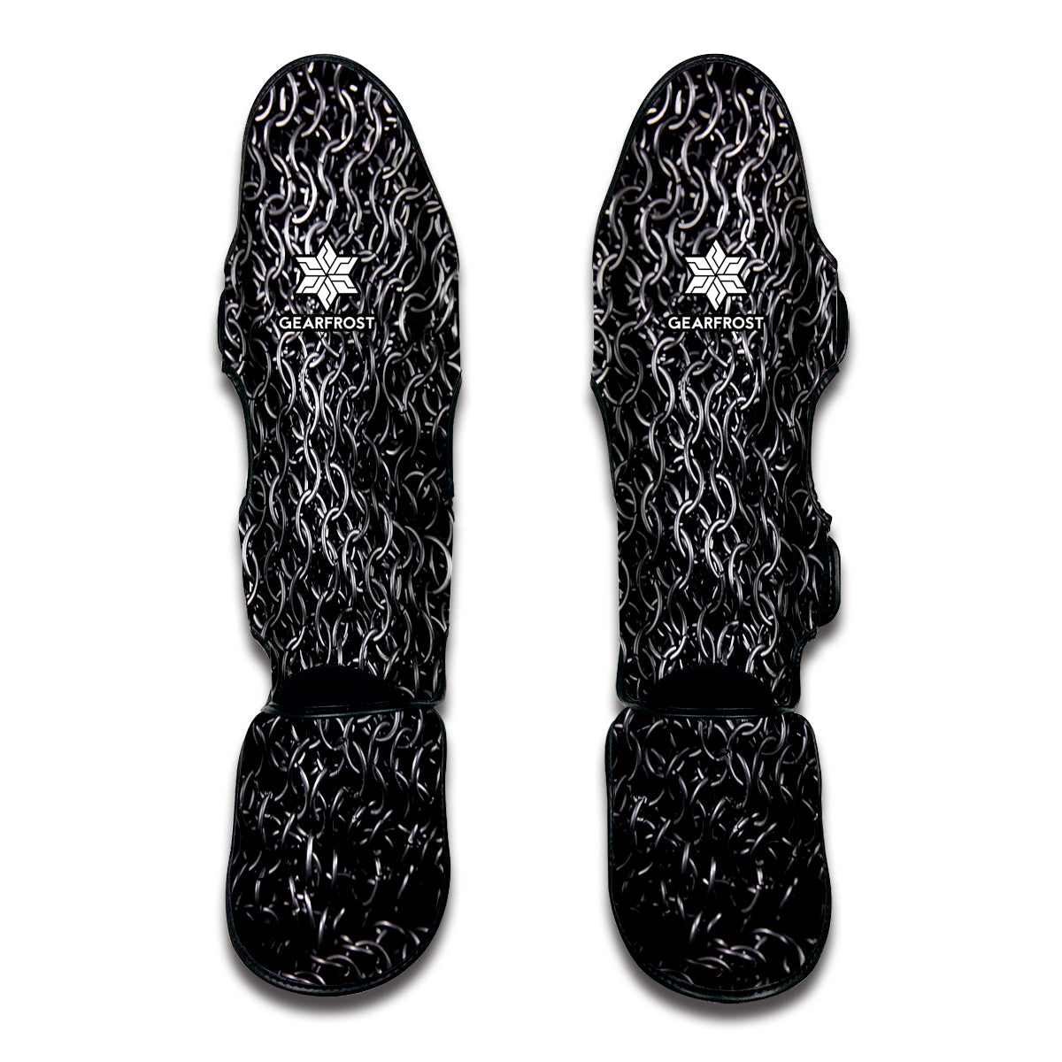 Silver Chainmail Print Muay Thai Shin Guard