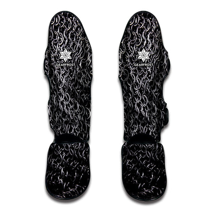 Silver Chainmail Print Muay Thai Shin Guard