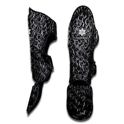 Silver Chainmail Print Muay Thai Shin Guard