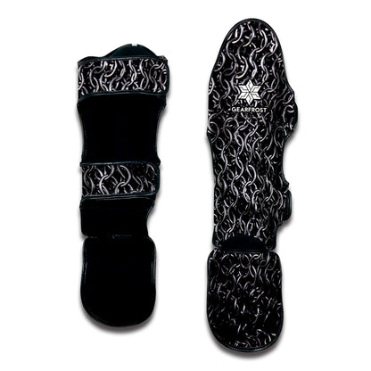 Silver Chainmail Print Muay Thai Shin Guard