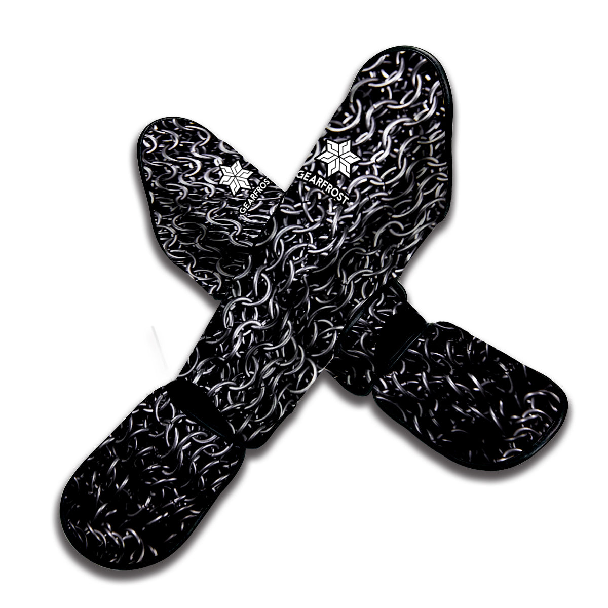 Silver Chainmail Print Muay Thai Shin Guard