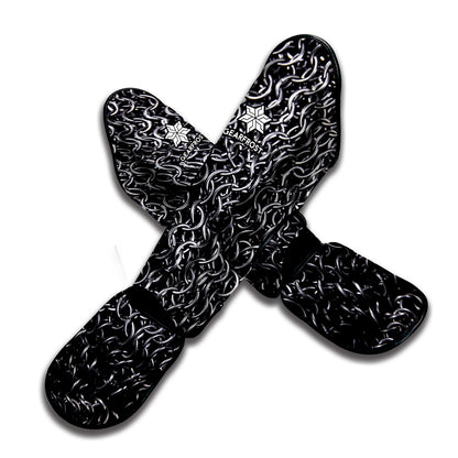 Silver Chainmail Print Muay Thai Shin Guard