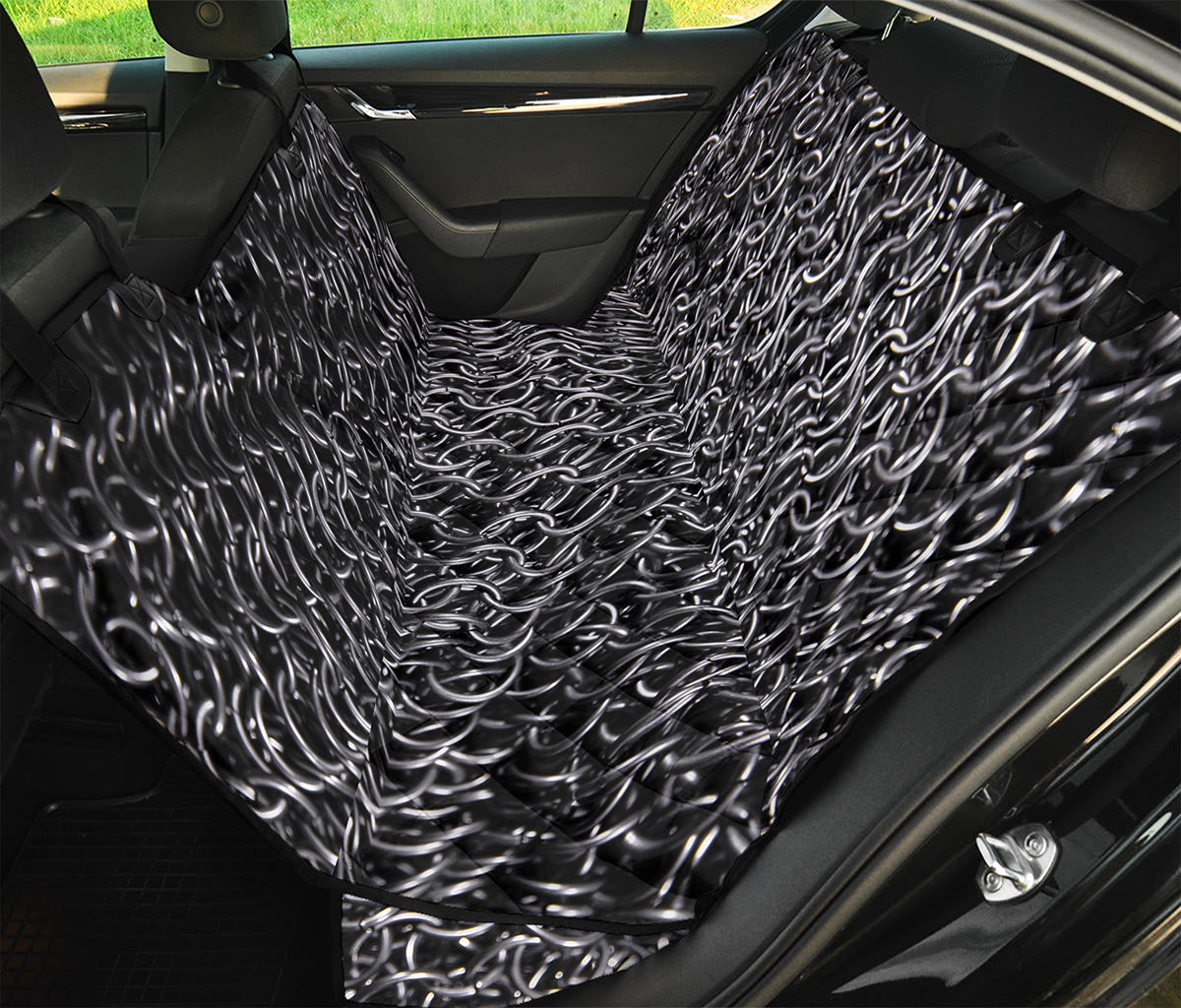 Silver Chainmail Print Pet Car Back Seat Cover