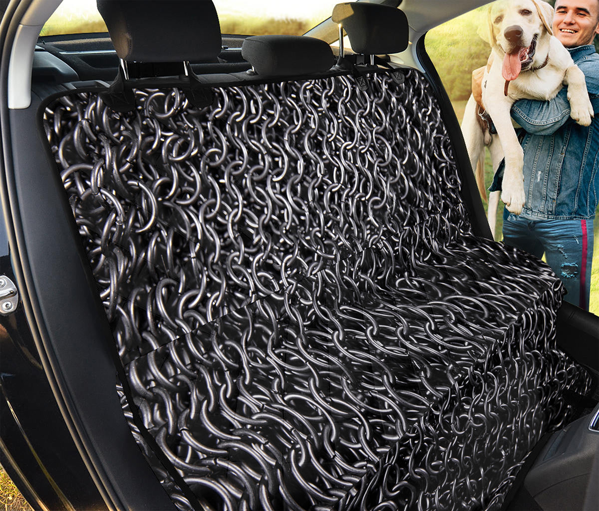 Silver Chainmail Print Pet Car Back Seat Cover
