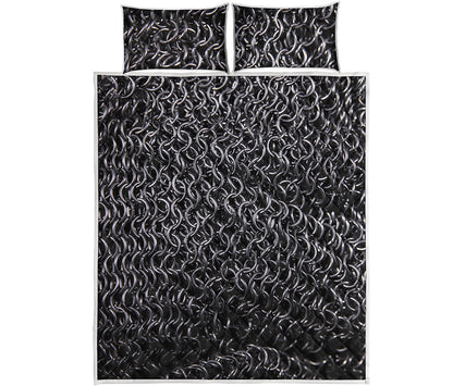 Silver Chainmail Print Quilt Bed Set