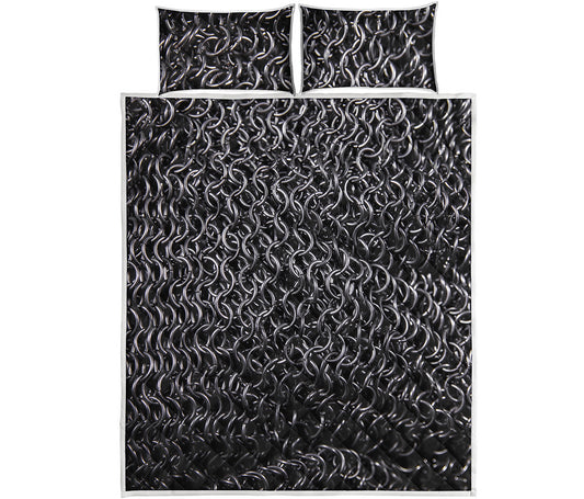 Silver Chainmail Print Quilt Bed Set