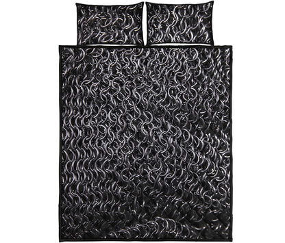 Silver Chainmail Print Quilt Bed Set