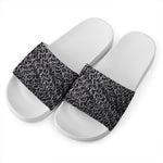 Silver Chainmail Print White Slide Sandals