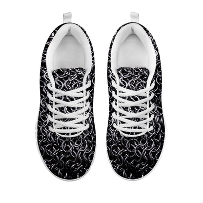 Silver Chainmail Print White Sneakers