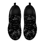 Silver Dragonfly Pattern Print Black Sneakers