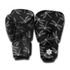 Silver Dragonfly Pattern Print Boxing Gloves