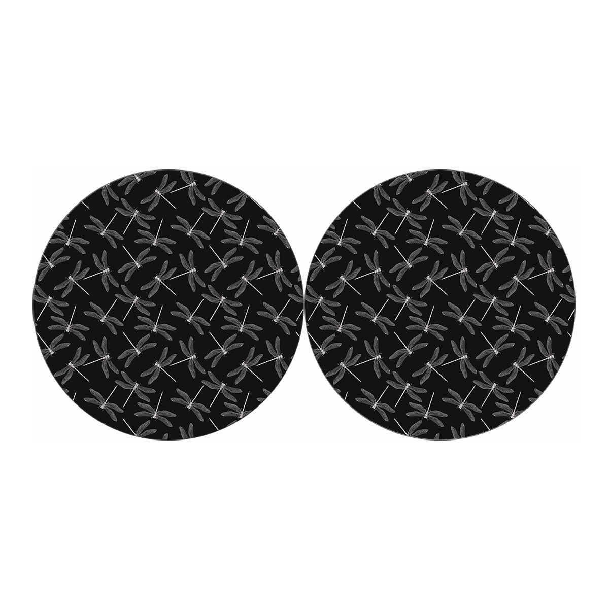 Silver Dragonfly Pattern Print Car Coasters