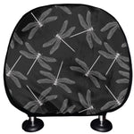 Silver Dragonfly Pattern Print Car Headrest Covers