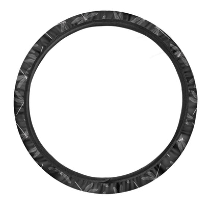Silver Dragonfly Pattern Print Car Steering Wheel Cover