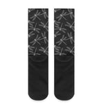 Silver Dragonfly Pattern Print Crew Socks