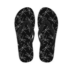 Silver Dragonfly Pattern Print Flip Flops