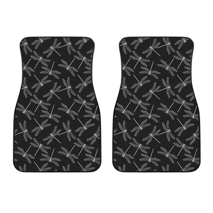 Silver Dragonfly Pattern Print Front Car Floor Mats
