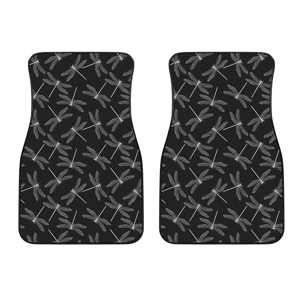 Silver Dragonfly Pattern Print Front Car Floor Mats