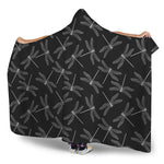 Silver Dragonfly Pattern Print Hooded Blanket
