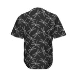 Silver Dragonfly Pattern Print Men's Baseball Jersey
