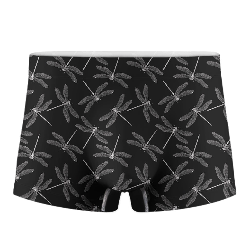 Silver Dragonfly Pattern Print Men's Boxer Briefs
