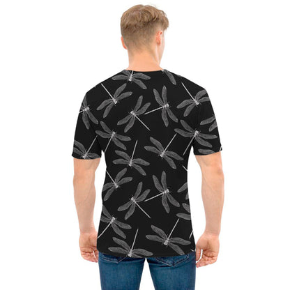 Silver Dragonfly Pattern Print Men's T-Shirt