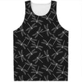 Silver Dragonfly Pattern Print Men's Tank Top