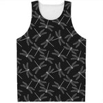 Silver Dragonfly Pattern Print Men's Tank Top