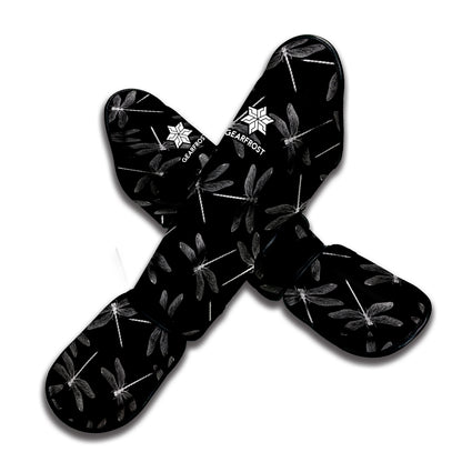 Silver Dragonfly Pattern Print Muay Thai Shin Guard
