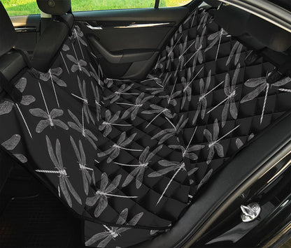 Silver Dragonfly Pattern Print Pet Car Back Seat Cover