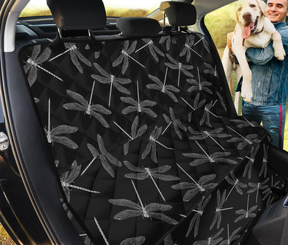 Silver Dragonfly Pattern Print Pet Car Back Seat Cover
